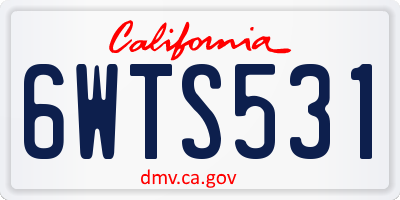 CA license plate 6WTS531