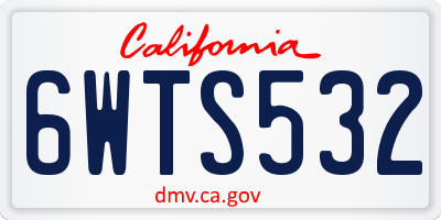 CA license plate 6WTS532