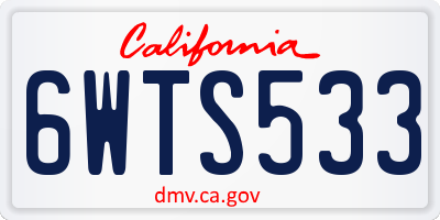 CA license plate 6WTS533