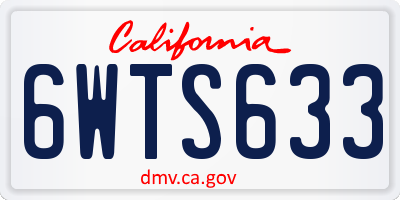 CA license plate 6WTS633