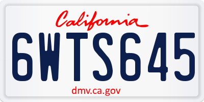CA license plate 6WTS645