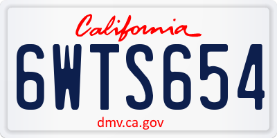 CA license plate 6WTS654