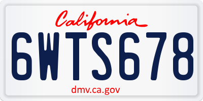 CA license plate 6WTS678