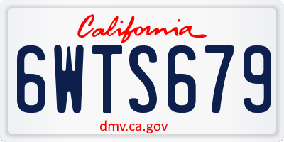 CA license plate 6WTS679