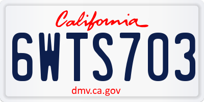 CA license plate 6WTS703