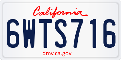 CA license plate 6WTS716