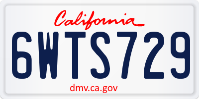 CA license plate 6WTS729