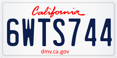 CA license plate 6WTS744