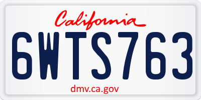 CA license plate 6WTS763