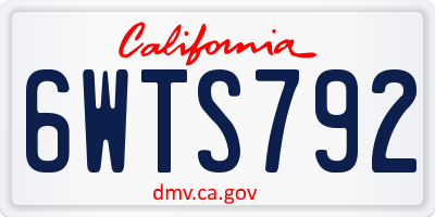 CA license plate 6WTS792