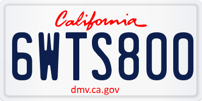 CA license plate 6WTS800