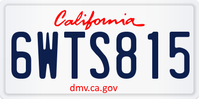 CA license plate 6WTS815