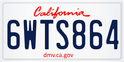CA license plate 6WTS864