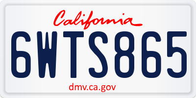 CA license plate 6WTS865