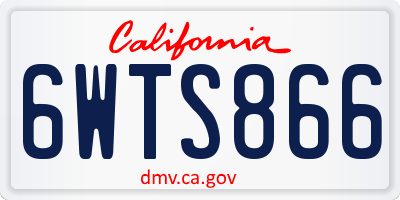 CA license plate 6WTS866