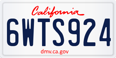 CA license plate 6WTS924