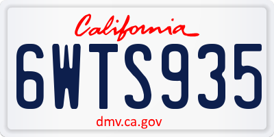 CA license plate 6WTS935