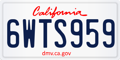CA license plate 6WTS959