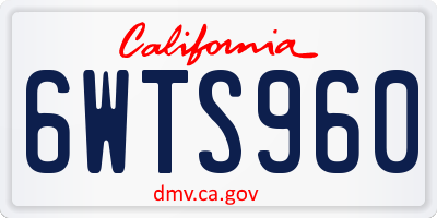 CA license plate 6WTS960
