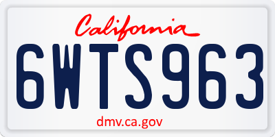 CA license plate 6WTS963