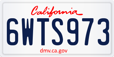 CA license plate 6WTS973