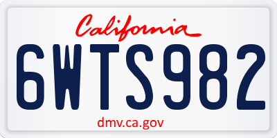CA license plate 6WTS982