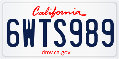 CA license plate 6WTS989