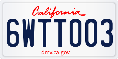 CA license plate 6WTT003