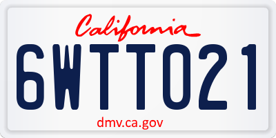 CA license plate 6WTT021