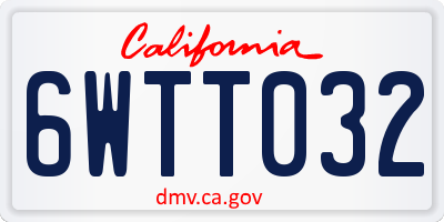 CA license plate 6WTT032