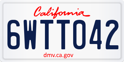 CA license plate 6WTT042