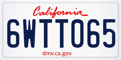 CA license plate 6WTT065