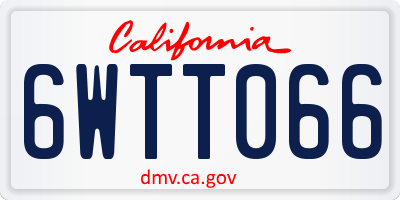 CA license plate 6WTT066