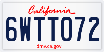 CA license plate 6WTT072