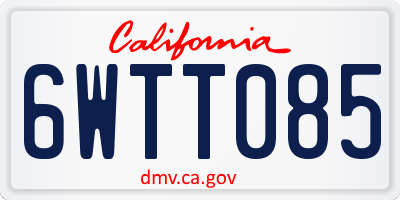 CA license plate 6WTT085