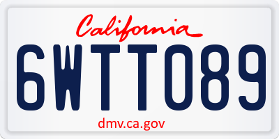 CA license plate 6WTT089