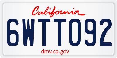 CA license plate 6WTT092