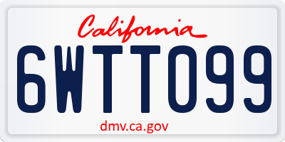 CA license plate 6WTT099