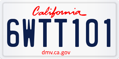 CA license plate 6WTT101