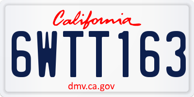 CA license plate 6WTT163