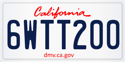 CA license plate 6WTT200
