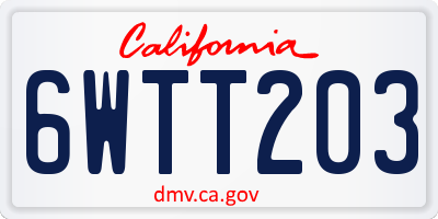 CA license plate 6WTT203