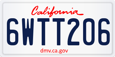 CA license plate 6WTT206