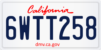 CA license plate 6WTT258