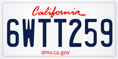 CA license plate 6WTT259