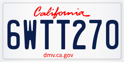 CA license plate 6WTT270