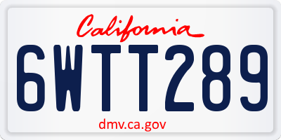 CA license plate 6WTT289
