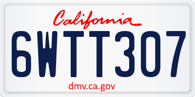 CA license plate 6WTT307