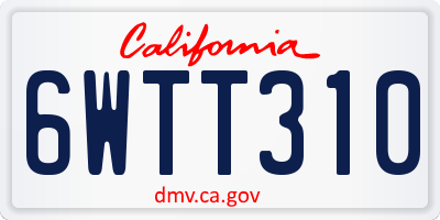 CA license plate 6WTT310