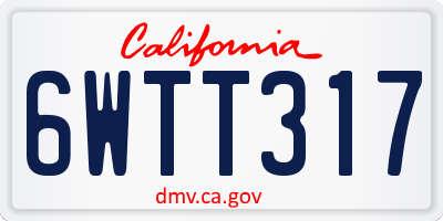 CA license plate 6WTT317